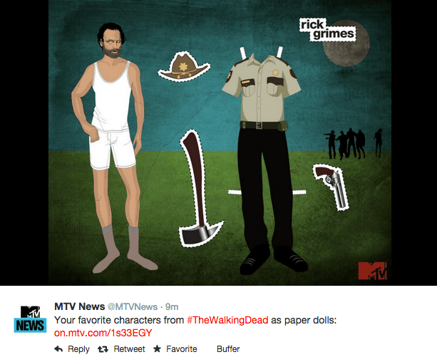 MTV's Twitter post for The Walking Dead